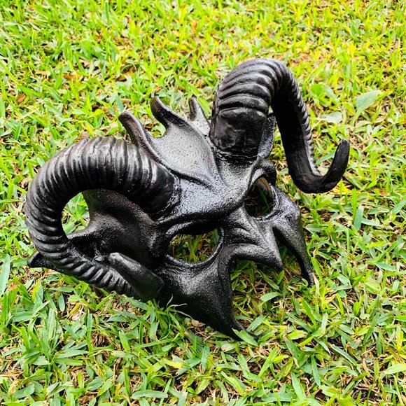 Halloween Black Devil Ram Horns Masquerade Halloween Costume Cosplay Face Mask - Picture 3 of 3